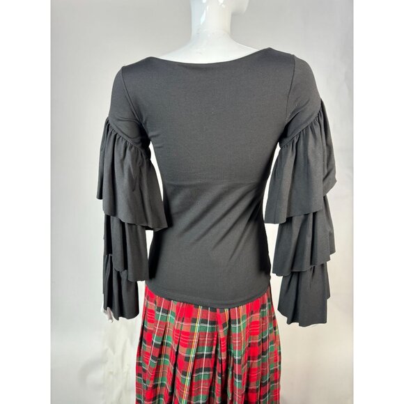 Susana Monaco Womens Black Ruffle Bell Sleeve Top XS - Picture 14 of 16